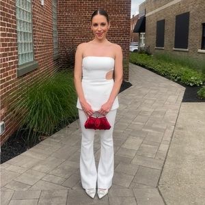 MISHA CECILIA BONDED CREPE JUMPSUIT - IVORY